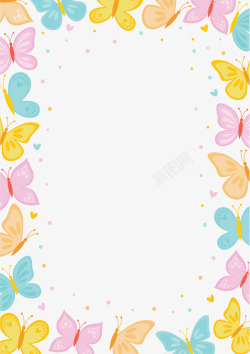 蝴蝶装饰框彩色蝴蝶装饰矢量图高清图片