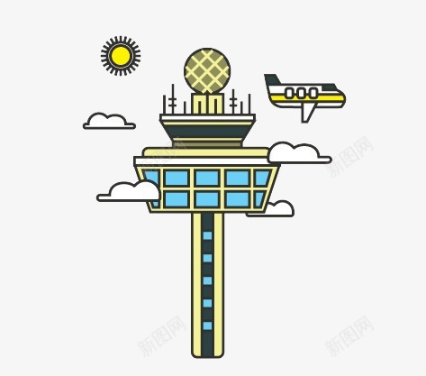 新加坡旅行景点png免抠素材_新图网 https://ixintu.com 卡通 平扁图形 建筑 旅行素材 樟宜机场