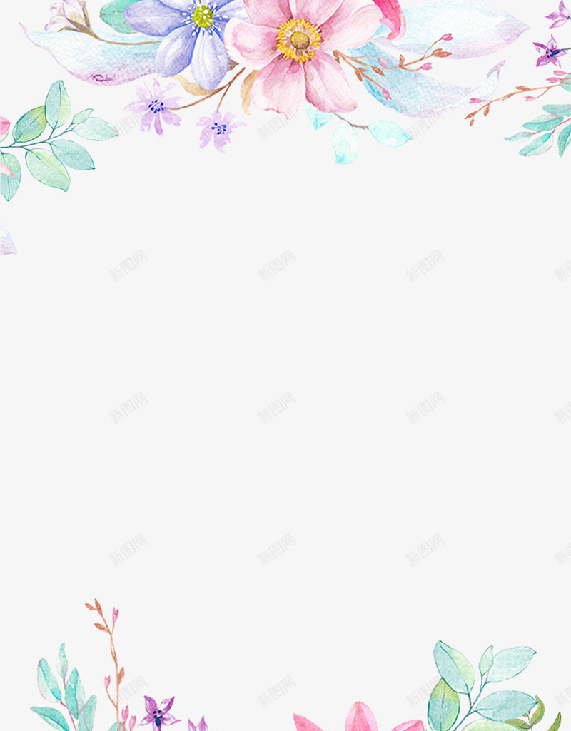 手绘唯美花朵装饰图案psd免抠素材_新图网 https://ixintu.com 唯美 夏季 手绘 树叶 背景 花朵 装饰图案