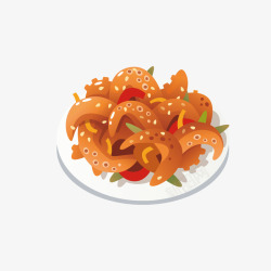 炒蔬菜红色简单炒菜手绘矢量图高清图片