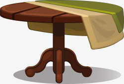 绿色桌布铺着桌布的褐色桌子矢量图高清图片