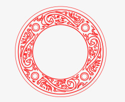 中式古典圆形花纹边框素材
