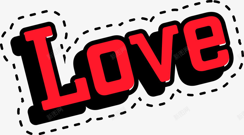 LOVE红色贴纸png免抠素材_新图网 https://ixintu.com LOVE 卡通 情人节贴纸 时尚 矢量图案 立体字 红色