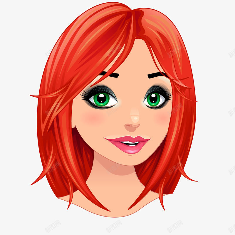 卡通红色头发的美女png免抠素材_新图网 https://ixintu.com 人物设计 卡通 女性 形象设计 红色头发 美女