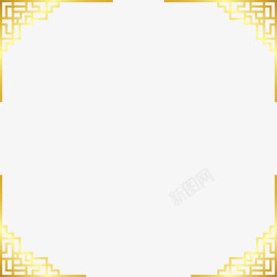 中国风手绘传统金色边框矢量图素材