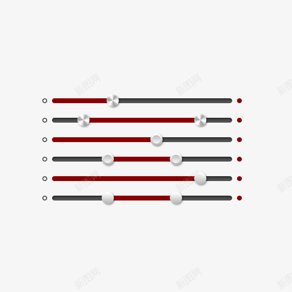 一组滚动条图标png_新图网 https://ixintu.com UI 滑块 滚动条 红色