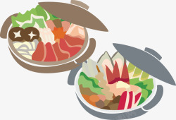 火锅料理手绘图案牛肉火锅料理装饰案高清图片