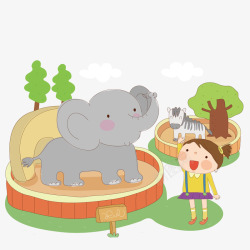 参观大象的游客素材