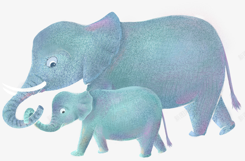 手绘卡通大象png免抠素材_新图网 https://ixintu.com 亲子插画 动物 卡通手绘 大象 小象 水墨大象 装饰图案