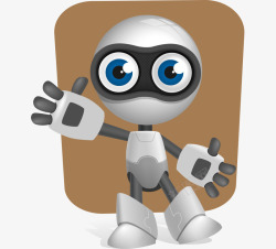 灰色机器人卡通手绘灰色现代化可爱机器人高清图片