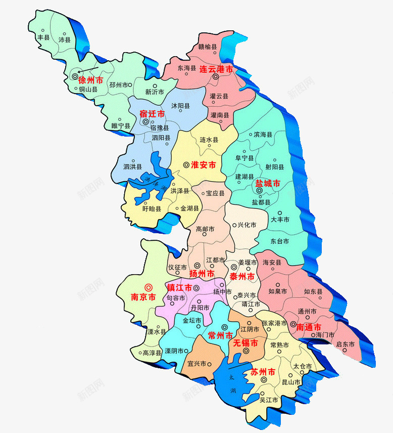 江苏地图png免抠素材_新图网 https://ixintu.com 创意地图 地图 江苏地图 立体地图