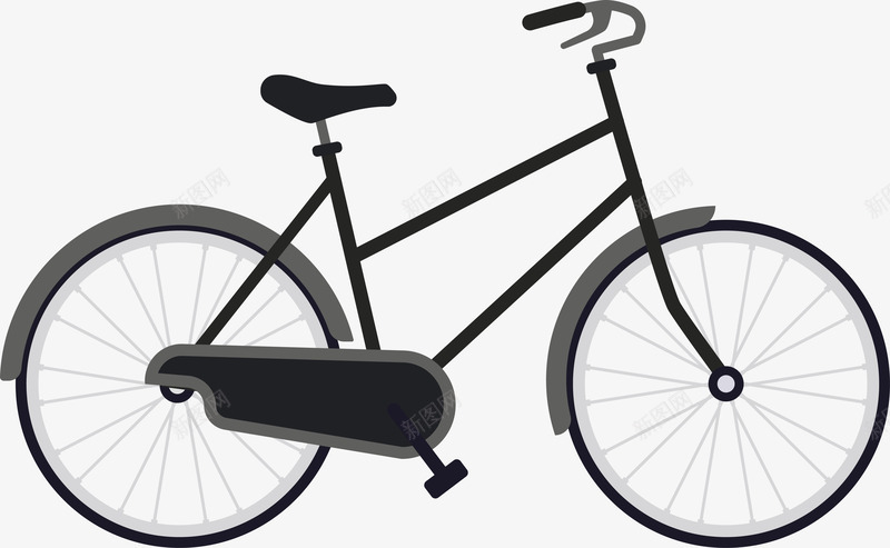 灰色复古自行车png免抠素材_新图网 https://ixintu.com 共享单车 复古自行车 复古风 灰色自行车 矢量png 自行车