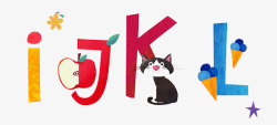 实用的插画动物字母IJKL高清图片