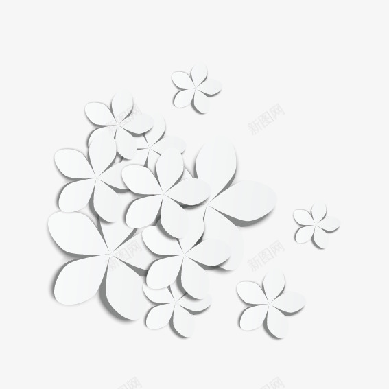 立体剪纸花朵png免抠素材_新图网 https://ixintu.com 3d立体花 白色 立体 花朵