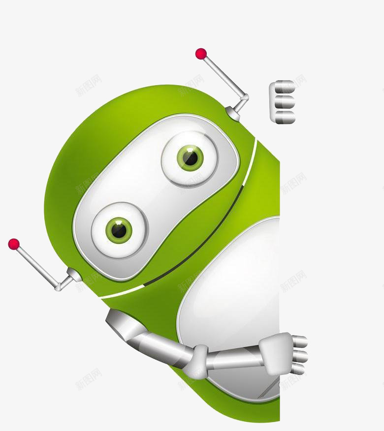 机器人png免抠素材_新图网 https://ixintu.com 3D 卡通 可爱 机器人 白绿 装饰 边角