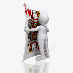 锏借壊3D灏忎汉玩扑克牌的小人高清图片