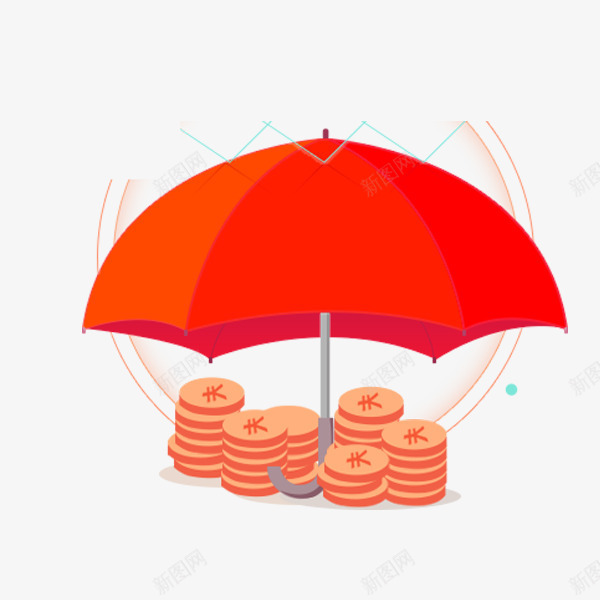 红色的雨伞和金币png免抠素材_新图网 https://ixintu.com 大气 有特色 简约 精致 红色 红色雨伞 金币 雨伞 颜色艳丽