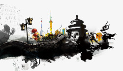 中国水墨建筑素材