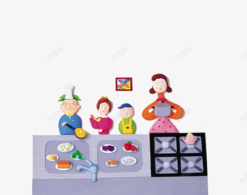 孩子和妈妈做饭png免抠素材_新图网 https://ixintu.com 做饭 妈妈 孩子 美食