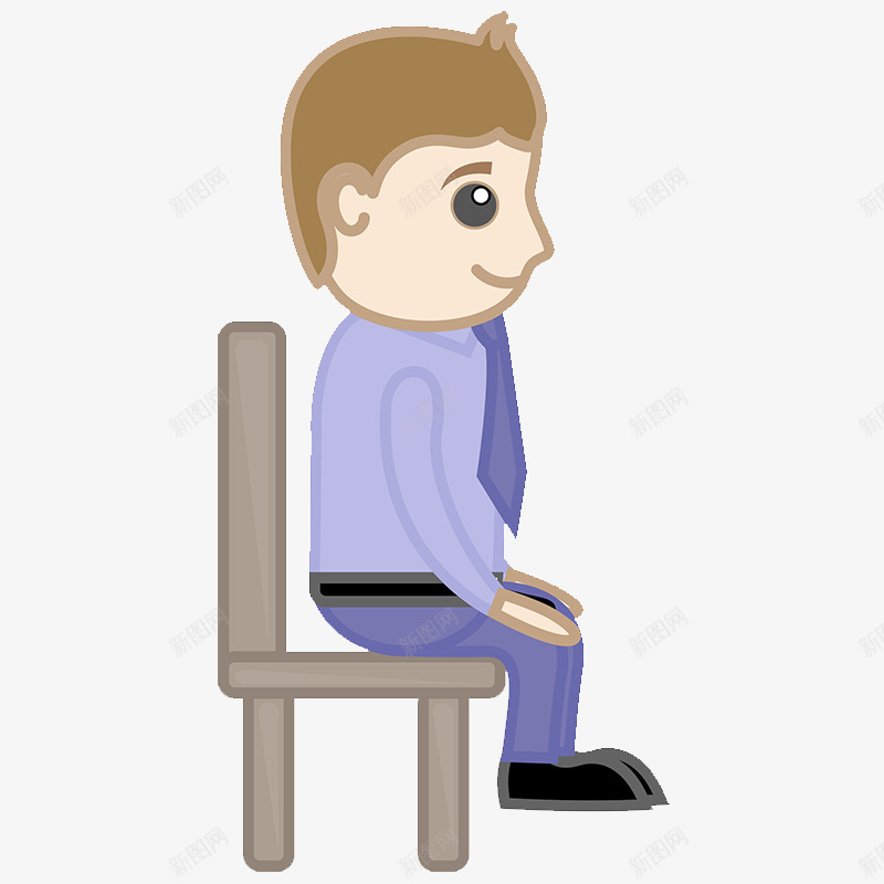 2017年卡通图坐在椅子上的人png免抠素材_新图网 https://ixintu.com 卡通 坐在椅子上的人 坐着 打领带的男生 椅子 紫色与灰色