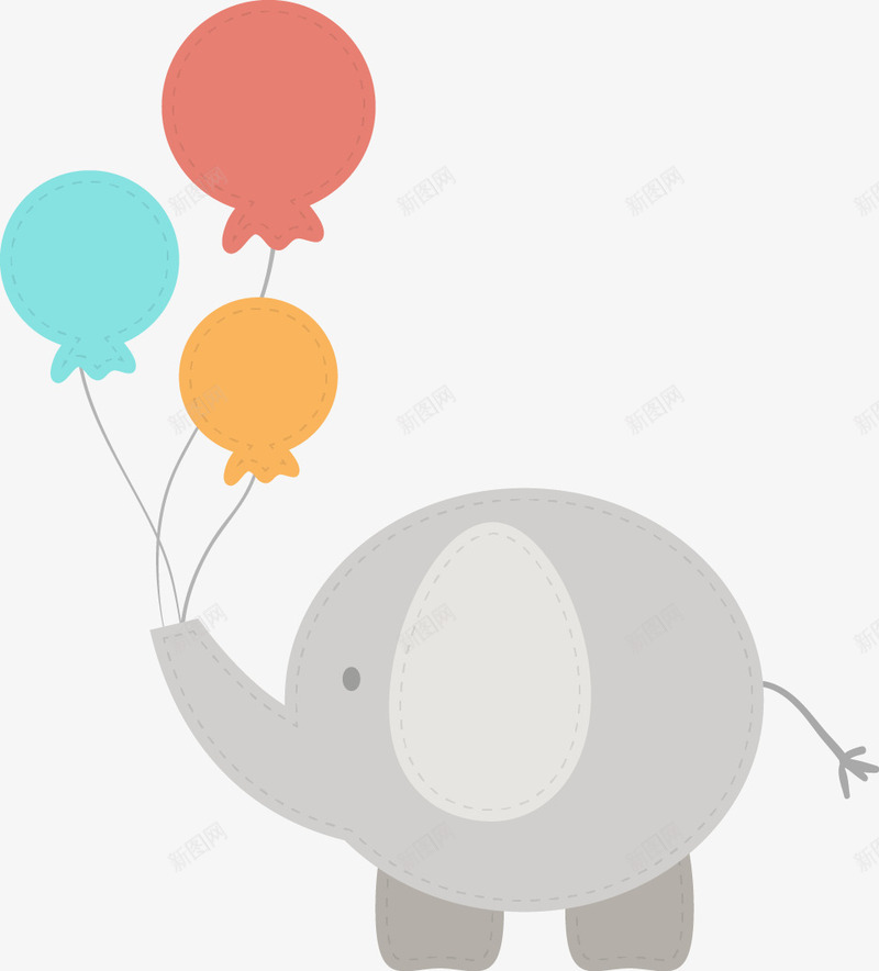 吹气球的大象矢量图ai免抠素材_新图网 https://ixintu.com 可爱 吹气 大象 气球 矢量图