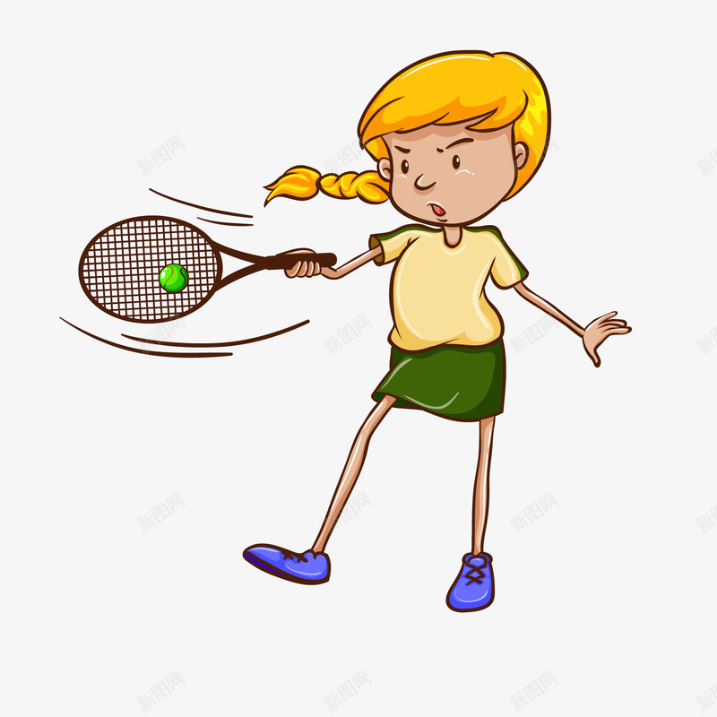 打网球的运动员人物矢量图ai免抠素材_新图网 https://ixintu.com 人物设计 卡通 可爱 校园运动会 网球 运动员 矢量图