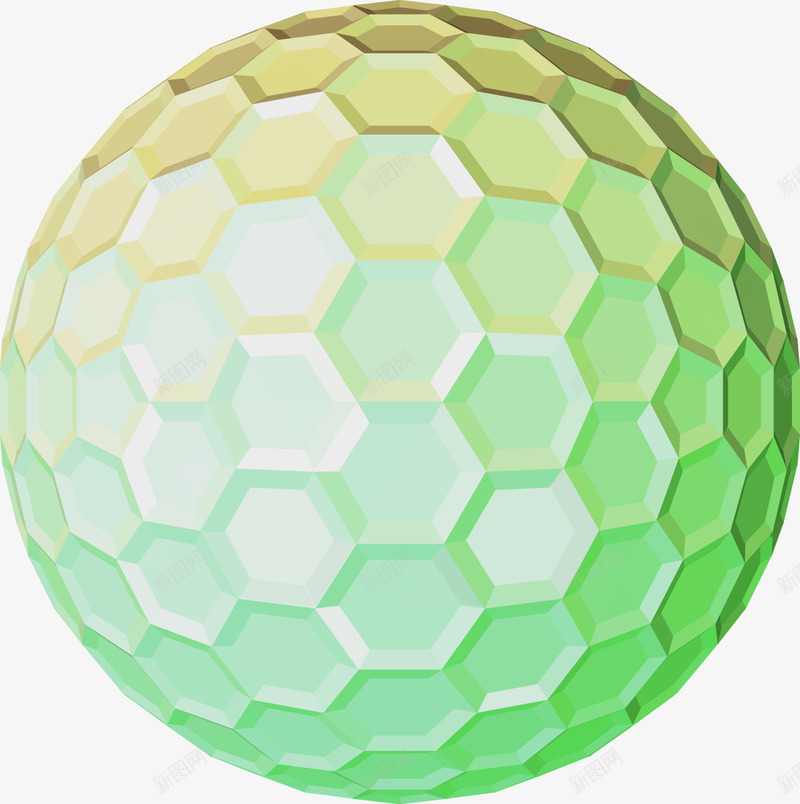 绿色3D蜂窝网格球png免抠素材_新图网 https://ixintu.com 3D 几何 立体 绿色 蜂窝网格
