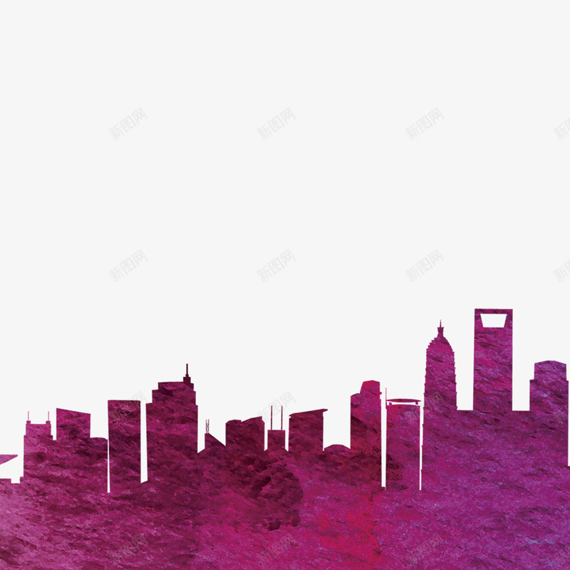 紫色城市建筑psd免抠素材_新图网 https://ixintu.com 上海 剪影 城市 城市现代上海 夜景 建筑 渐变 紫色 纹理