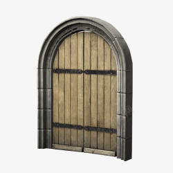 棕色欧式石头门木门灰色欧式拱形门高清图片