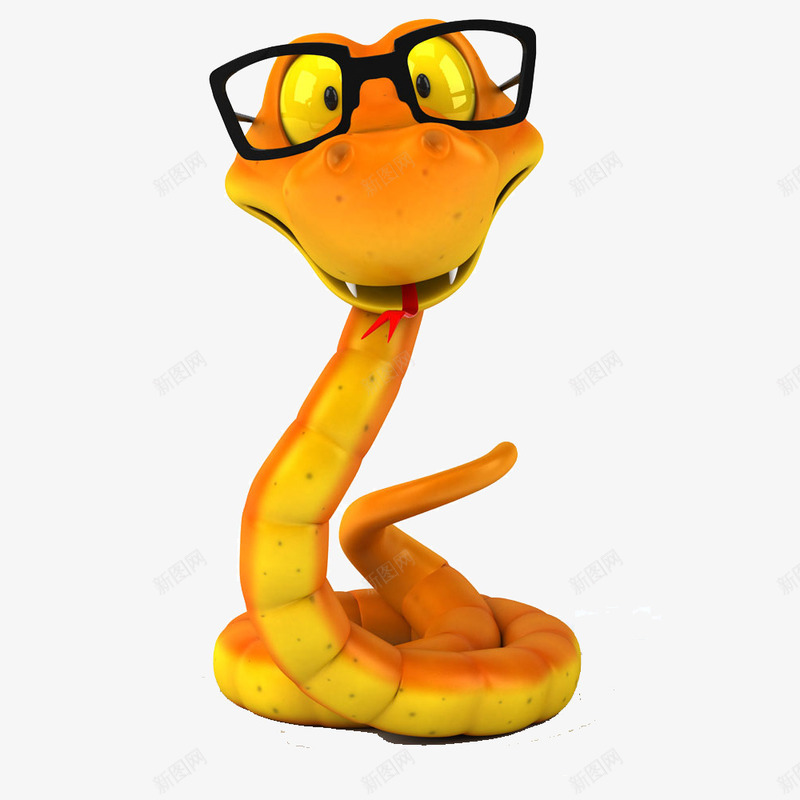眼镜蛇png免抠素材_新图网 https://ixintu.com 3D 动物 卡通 眼镜蛇 黄色