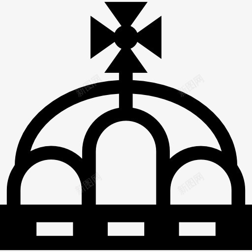王冠与跨上图标png_新图网 https://ixintu.com 冠 十字架形状 形状 王冠 皇家 设计 顶上