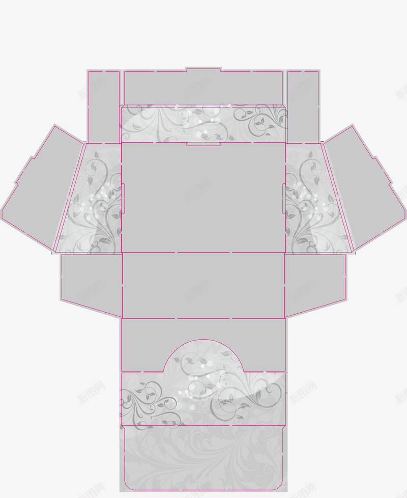 花纹展示盒矢量图ai免抠素材_新图网 https://ixintu.com 包装盒 展示盒 灰色花纹 矢量图
