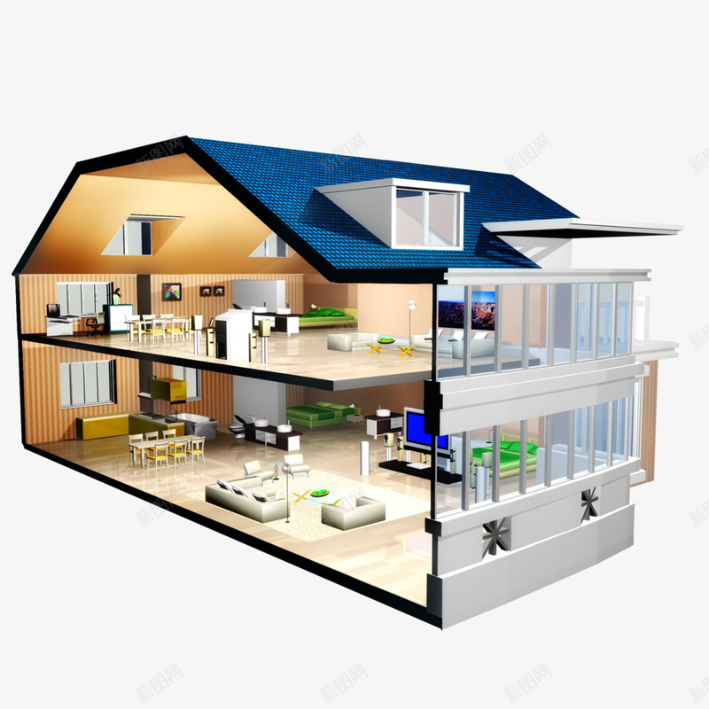 3D阁楼效果图png免抠素材_新图网 https://ixintu.com 建筑设计 环境设计 阁楼效果图 项目阁楼效果