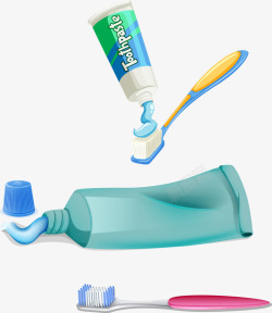 矢量3D牙刷上的牙膏3D牙刷牙膏矢量图高清图片