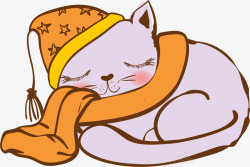 卡通睡觉的可爱猫咪素材