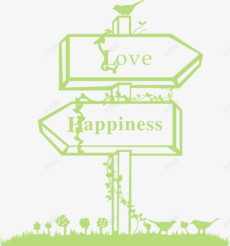 线条指示牌png免抠素材_新图网 https://ixintu.com happiness love 指示标 方向标矢量 矢量箭头 箭头方向标 绿色方向标