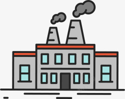 污染工厂对称的灰色砖墙卡通工厂矢量图高清图片