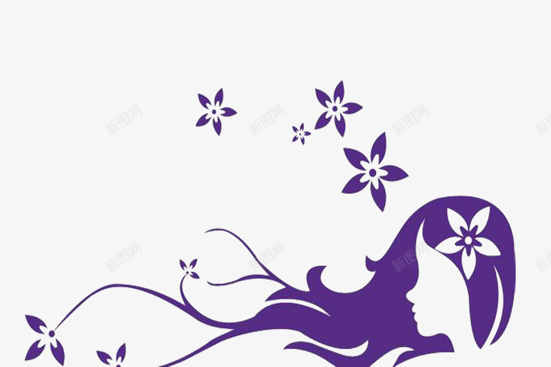 彩绘少女墙绘png免抠素材_新图网 https://ixintu.com 创意墙绘 墙绘图案 彩绘 简约背景墙 紫色少女 花仙子 青春