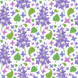 紫色丁香花和叶子无缝背景矢量图素材