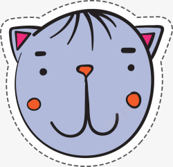 紫色圆弧小猫卡通贴纸素材