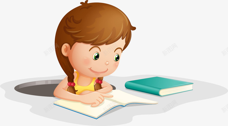 开学季看书的小女孩png免抠素材_新图网 https://ixintu.com 可爱小女孩 学习 开学季 看书的小女孩 认真看书 读书