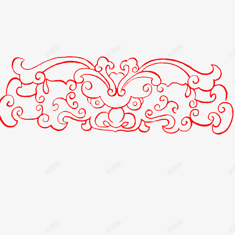 汉代花纹对称png免抠素材_新图网 https://ixintu.com 大气 对称 汉代花纹 简约 红色 美观 花浪 装饰 镂空