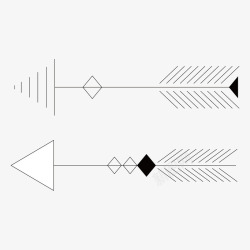 弓箭图标横向黑白色创意抽象箭头弓箭矢量图图标高清图片