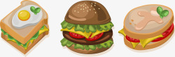 牛肉三明治手绘汉堡高清图片
