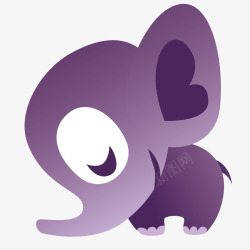 紫色大象矢量图素材