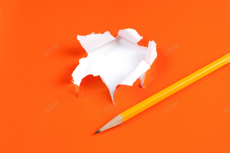 不规则撕痕png免抠素材_新图网 https://ixintu.com 橙色 笔尖 纸 铅笔