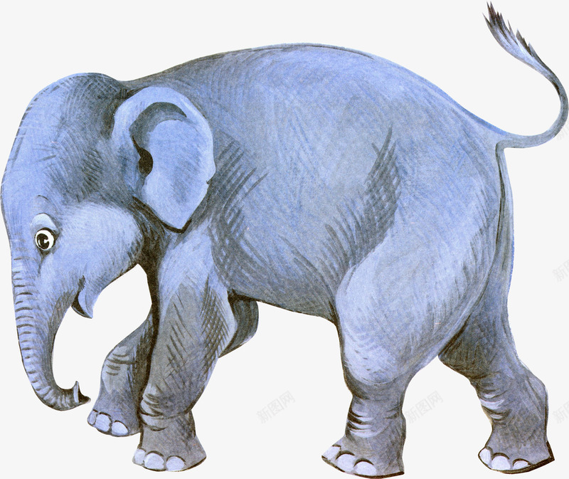 卡通绘画蓝色的大象动物png免抠素材_新图网 https://ixintu.com 卡通 大象 绘画 蓝色