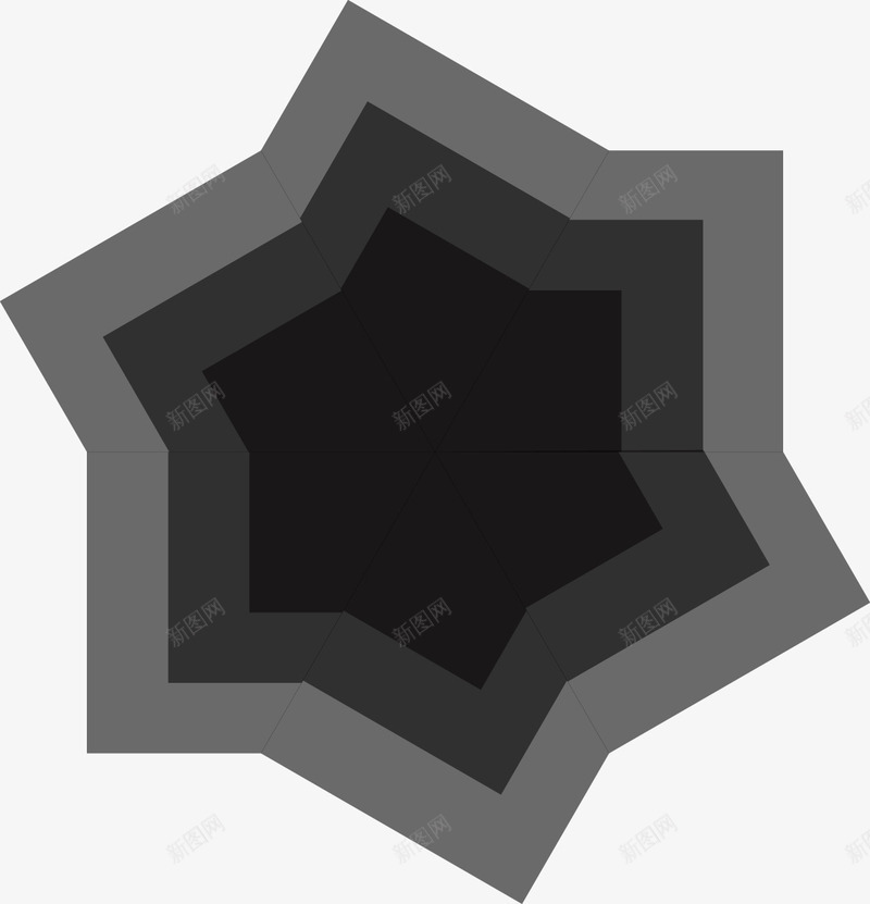 创意黑色几何不规则六角png免抠素材_新图网 https://ixintu.com 不规则 六角星 几何 黑色