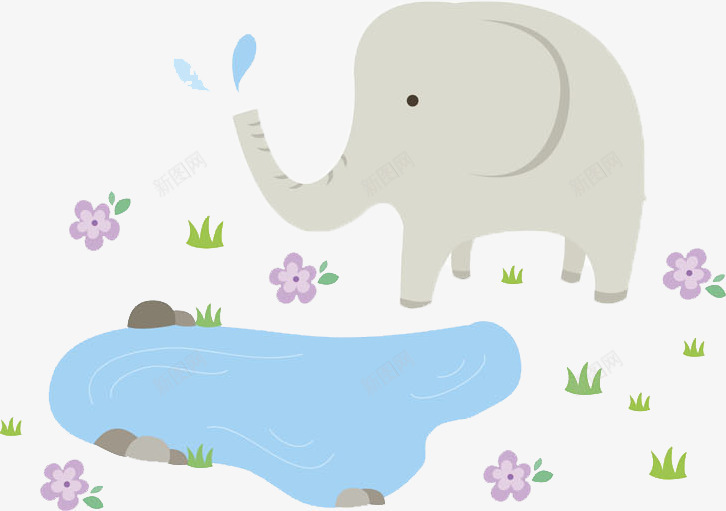 小溪大象png免抠素材_新图网 https://ixintu.com 卡通动物 卡通手绘 小溪大象 水彩画 萌宠 装饰图案