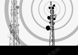 灰色信号灰色卫星塔和发射信号矢量图高清图片